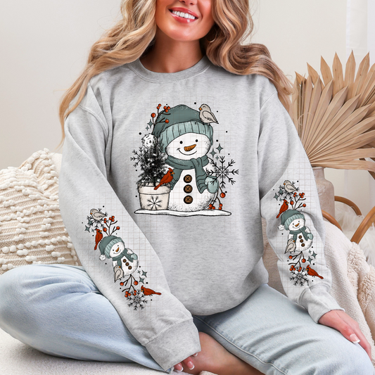 Snowman with cardinal sweatshirt